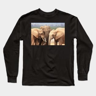 African Wildlife Photography Elephant Family Long Sleeve T-Shirt